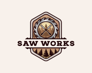 Chisel Saw Carpentry logo design