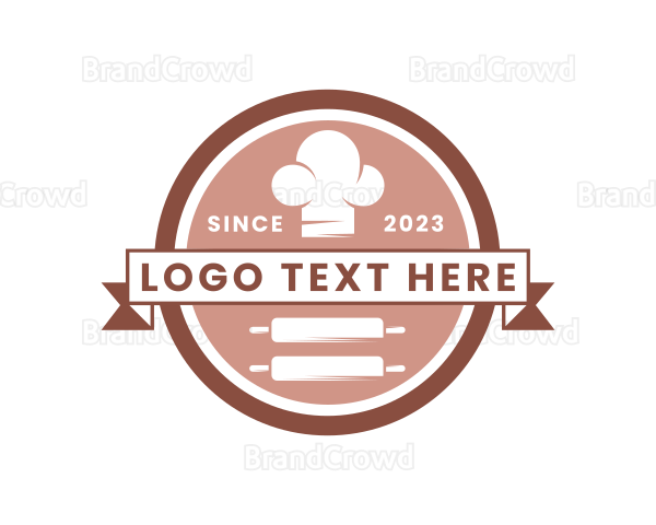 Chef Hat Rolling Pin Bakery Logo