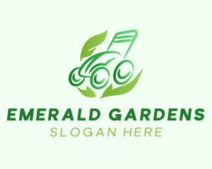 Green Lawn Mower Leaf logo design