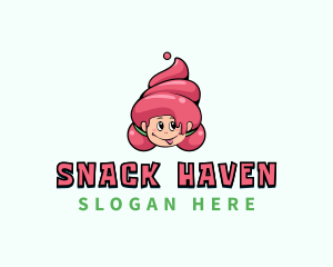  Sweet Ice Cream Girl logo design