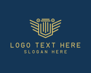 Financial - Pillar Column Shield logo design