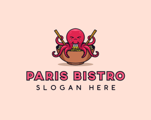 Octopus Noodle Ramen logo design