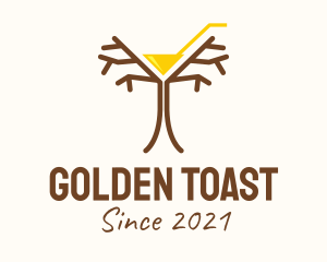 Toast - Tree Martini Glass logo design