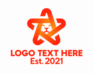Cat - Orange Star Lion logo design