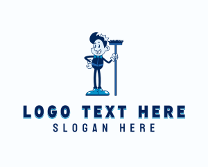 Push Broom - Sanitation Janitor Cleaning logo design