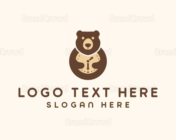 Bear Clock Animal Logo