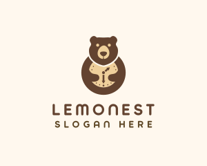 Brown - Bear Clock Animal logo design