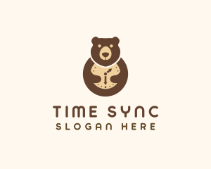 Bear Clock Animal logo design