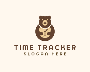 Bear Clock Animal logo design