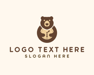 Bear Clock Animal Logo