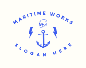 Anchor Skull Marine logo design