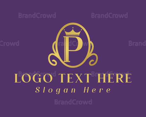 Gold Crown Letter P Logo