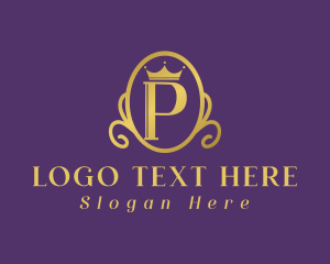 Tiara - Gold Crown Letter P logo design