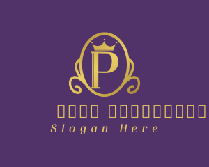 Alphabet - Gold Crown Letter P logo design