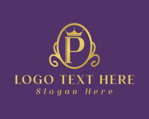 Ornate - Gold Crown Letter P logo design