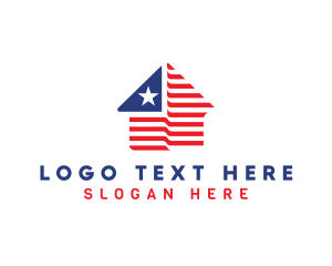 America - USA House Flag logo design