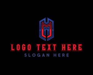 Iron - Digital Tech Gaming Letter M logo design