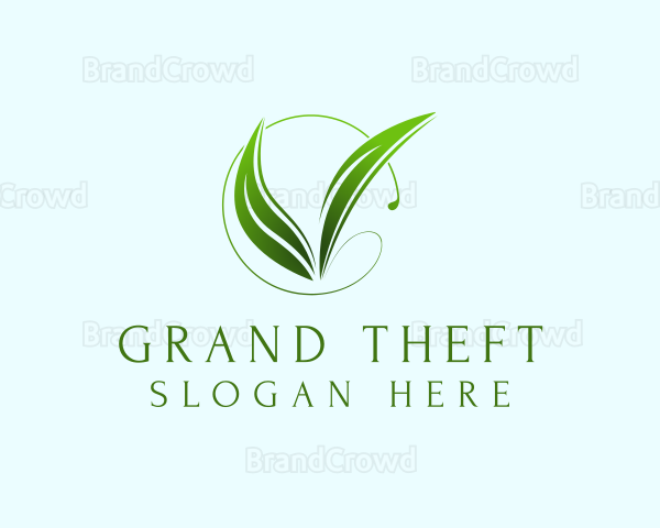 Organic Leaf Letter V Logo