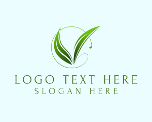 Plant - Organic Leaf Letter V logo design