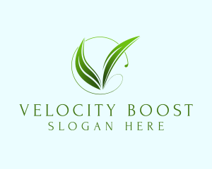 Organic Leaf Letter V logo design