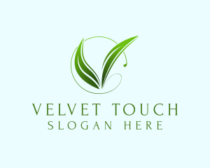 Organic Leaf Letter V logo design