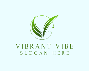 Organic Leaf Letter V logo design