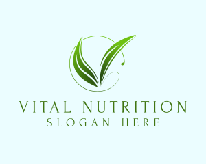 Organic Leaf Letter V logo design