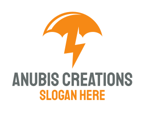 Orange Lightning Umbrella logo design