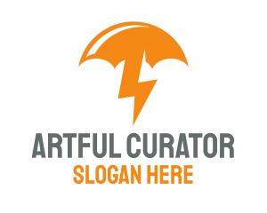 Orange Lightning Umbrella logo design