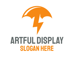 Orange Lightning Umbrella logo design