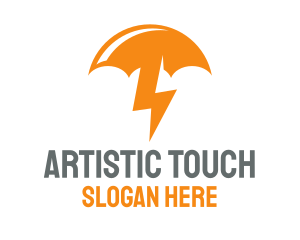 Orange Lightning Umbrella logo design