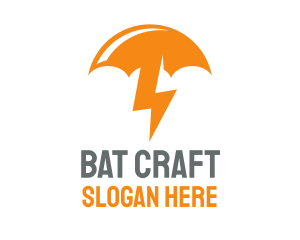 Orange Lightning Umbrella logo design