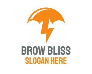 Orange Lightning Umbrella logo design