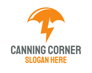 Orange Lightning Umbrella logo design