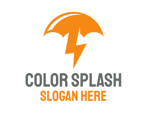 Orange Lightning Umbrella logo design