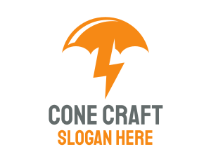 Orange Lightning Umbrella logo design