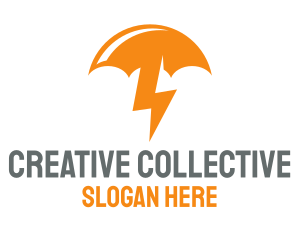 Orange Lightning Umbrella logo design