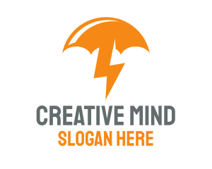 Orange Lightning Umbrella logo design