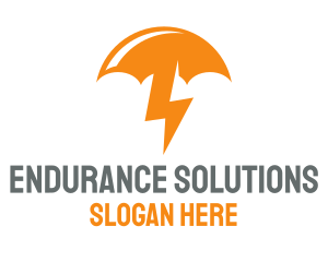 Orange Lightning Umbrella logo design