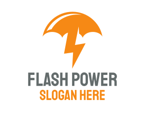 Lightning - Orange Lightning Umbrella logo design