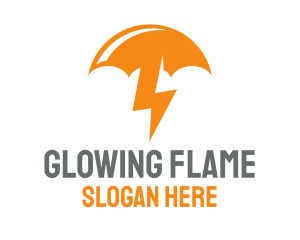 Orange Lightning Umbrella logo design