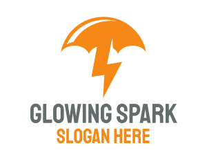 Orange Lightning Umbrella logo design