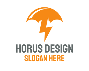 Orange Lightning Umbrella logo design