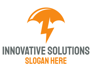 Orange Lightning Umbrella logo design