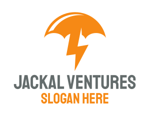 Orange Lightning Umbrella logo design