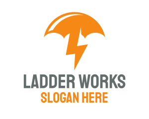 Orange Lightning Umbrella logo design