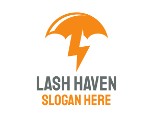 Orange Lightning Umbrella logo design