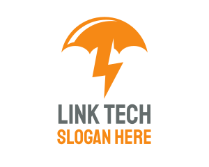 Orange Lightning Umbrella logo design