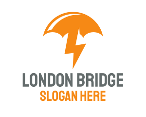 Orange Lightning Umbrella logo design