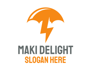 Orange Lightning Umbrella logo design